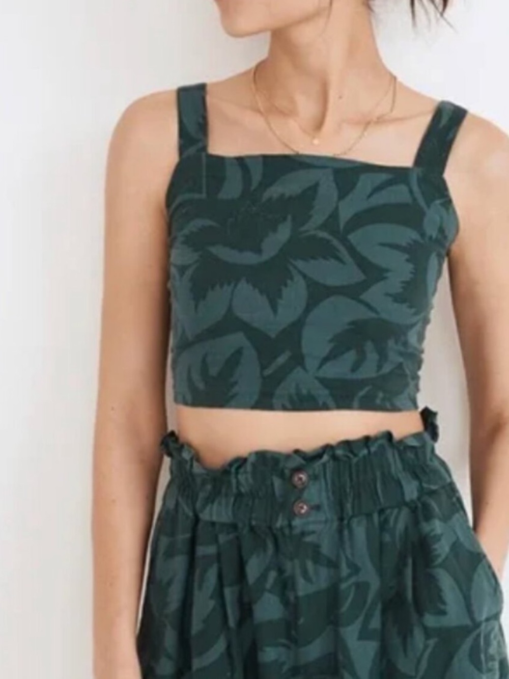 Madewell Linen Blend Tropical Floral Print Crop Top XS